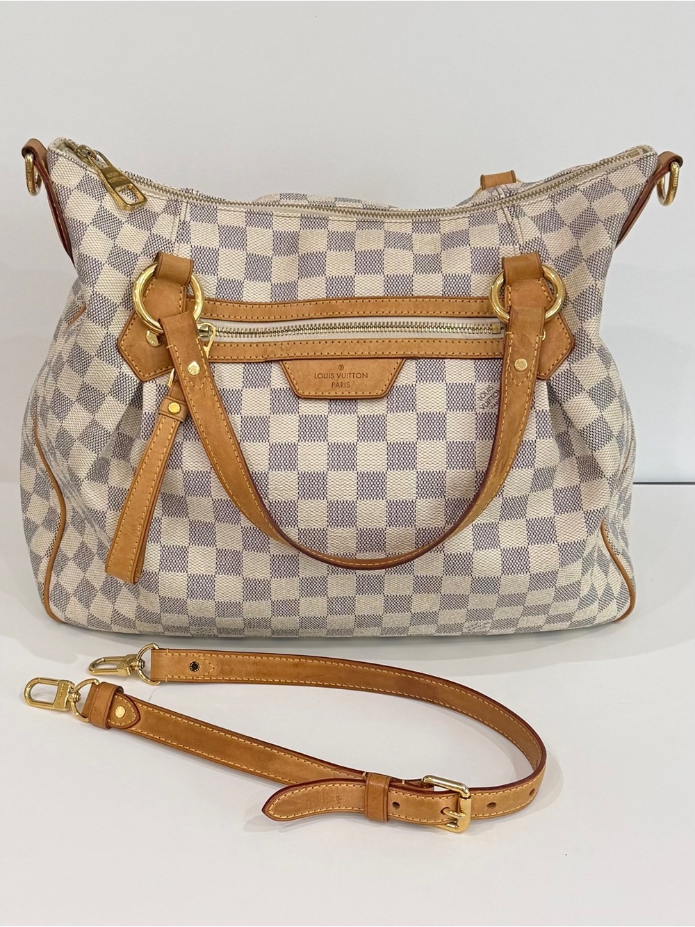 Louis Vuitton “Evora MM Damier Azur” Bag